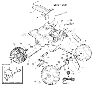 Page A Diagram and Parts List for 76920-9993  Power Wheels Ride-On ATVs